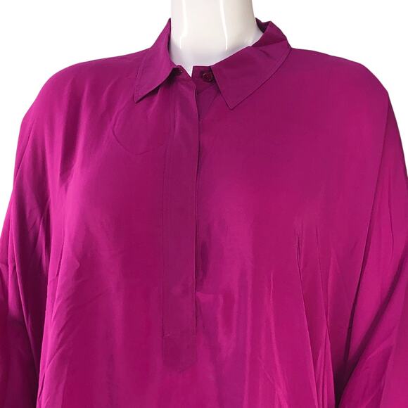 Eileen Fisher Womens Size M Tunic Top Hi Low Long Sleeve Popover Silk *TINY FLAW - Picture 2 of 16